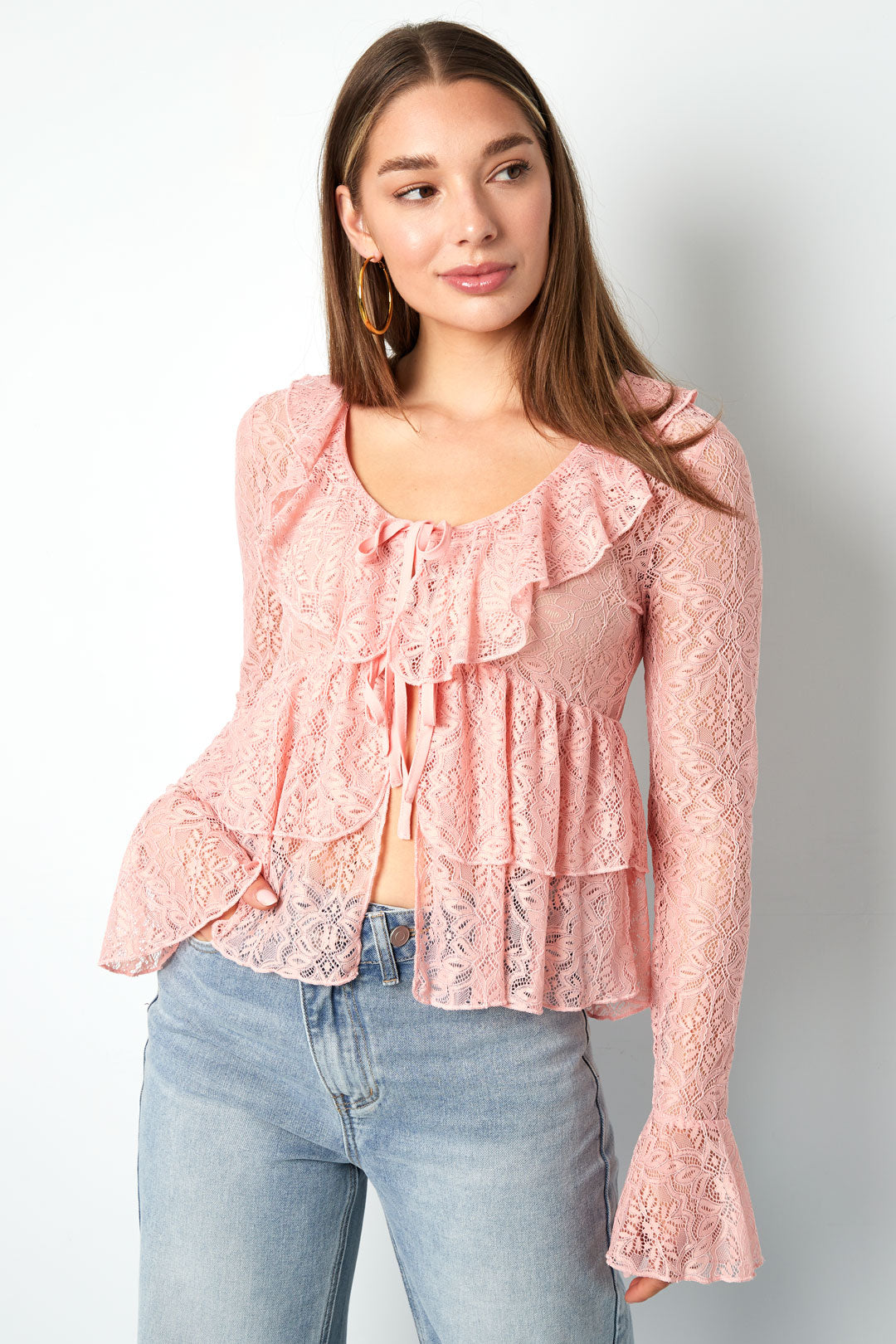 Lange Mouwen Top Elegante Ruches