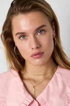 Ketting Met Belegde Kruis Hanger En Charms