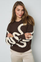 Gebreide Polyestervezel Vrouwen Truien Casual Kleurcontrast