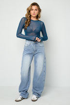 Hoge Taille Wijdbeen Denim Broek