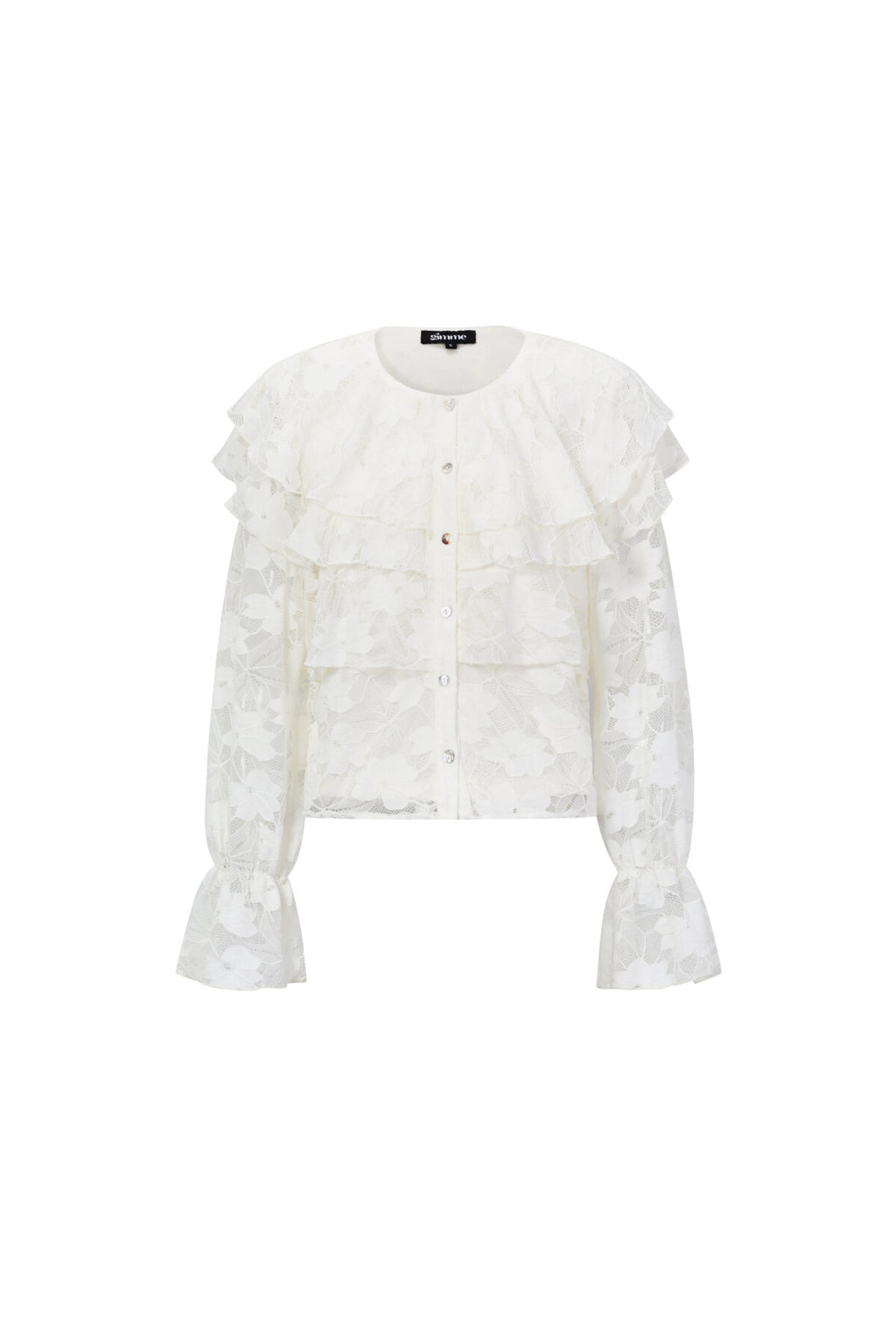 Elegante Bloemen Blouse met Kanten Paneel