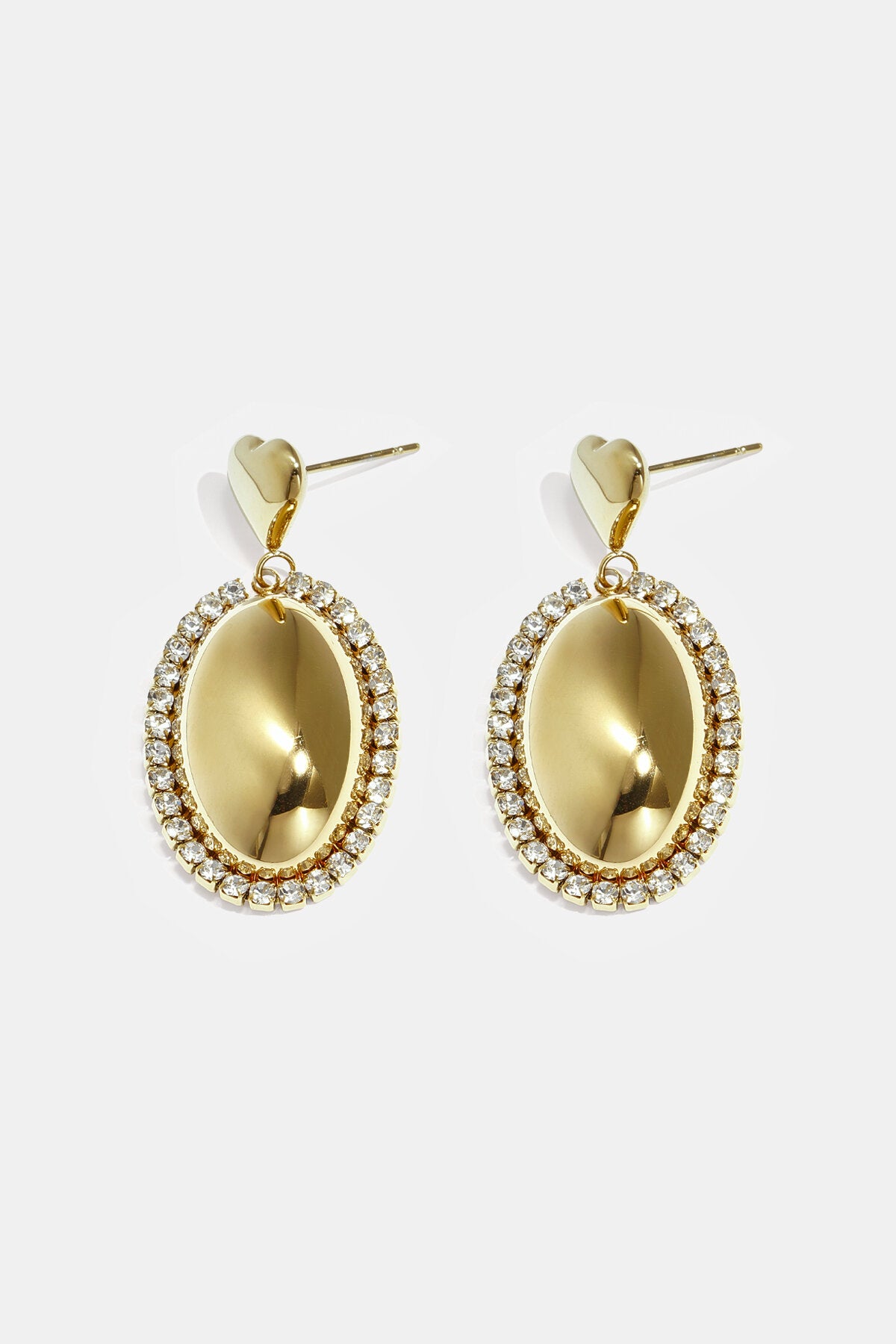Statement Oorbellen Met Ovale Charm Omringd Met Steentjes