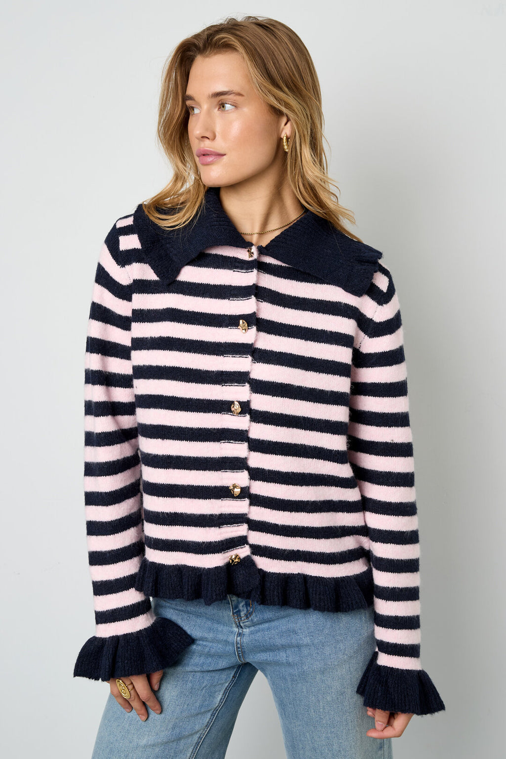 Gebreide Cardigan Casual Strepen