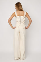 Opvallende Denim Top Met Oogjes