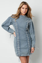 Denim Dress Elegant Tie-up 