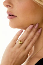 Verstelbare Ring Met Belegd Hart