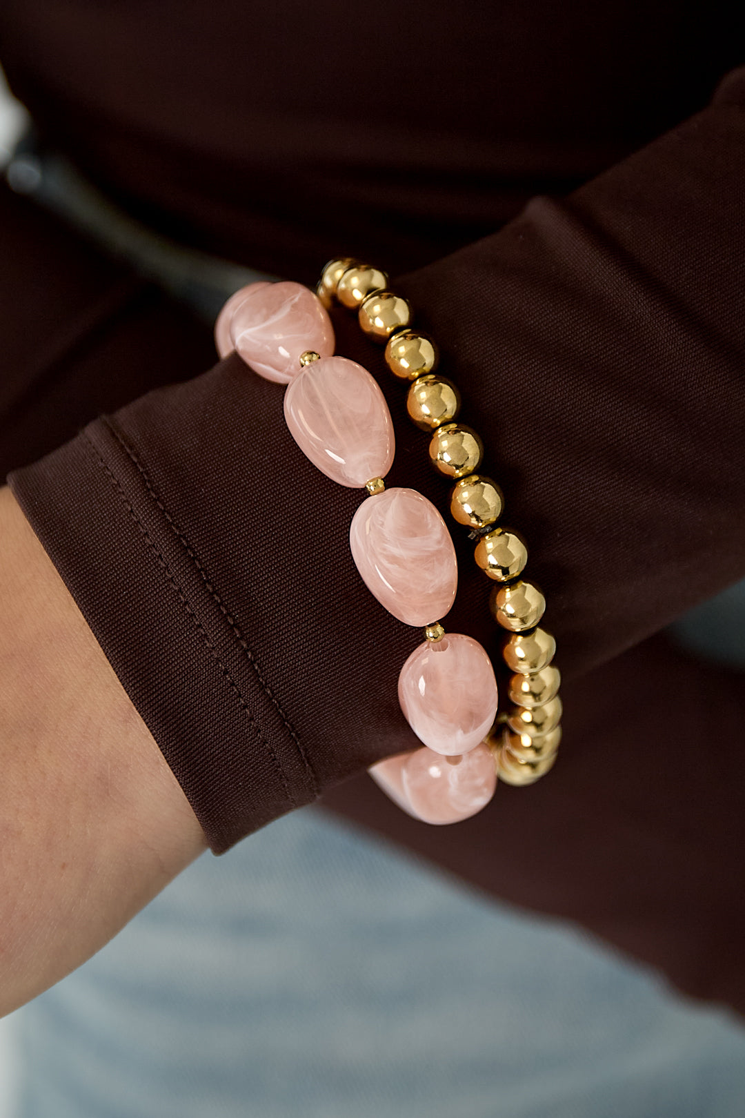 Armbandenset Met Organische Kralen
