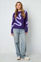 Gebreide Polyestervezel Vrouwen Truien Casual Kleurcontrast